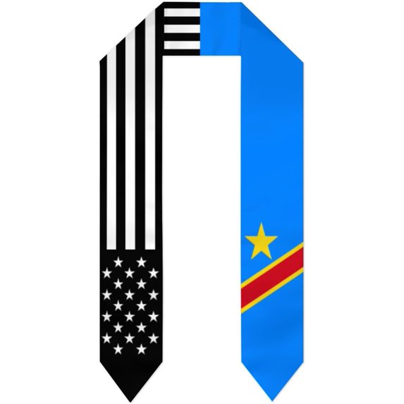 Democratic Republic Congo Mix United States Black American Flag Graduation Stole Shawl Sash Scraf Gift For Abroad Student International Study