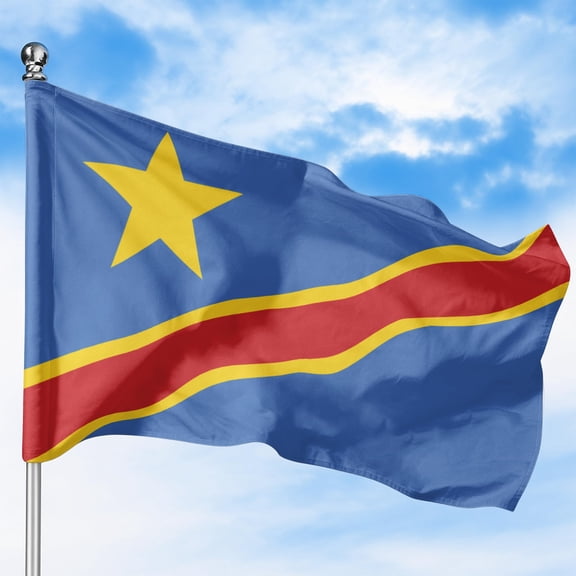 Democratic Republic of the Congo Outdoor Flag (1x1.5ft) by DreamController - Durable, Fade-Resistant Polyester, Double-Stitched, Brass Grommets - HD Printed Central Africa Flag - Made in USA