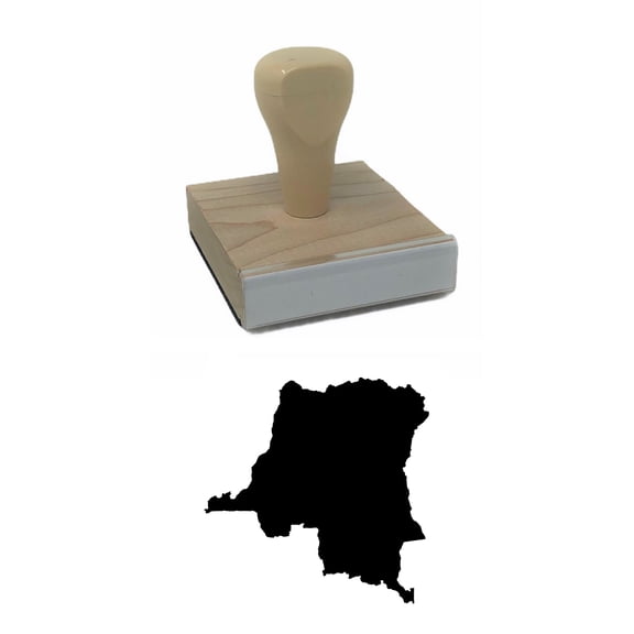 Democratic Republic of Congo Country Rubber Stamp, 2 X 2" Wood Stamp
