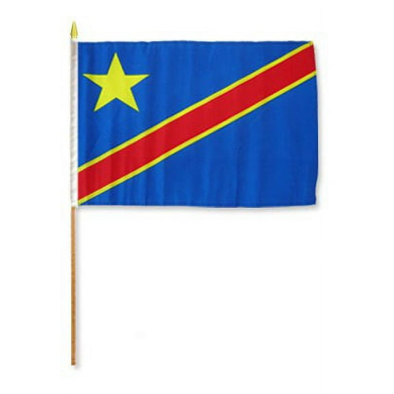 Democratic Republic of the Congo 12" x 18" Mounted Stick Flag