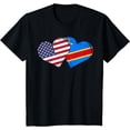 thumbnail image 1 of Democratic Republic of the Congo - American Flag Heart T-Shirt, 1 of 3