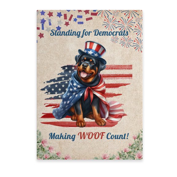 Democratic Rottweiler Making Woof Count Election 2024 Vertical Matte Canvas Poster Rottie Dog Lover Gifts Idea Wall Art Home Decor - 01001