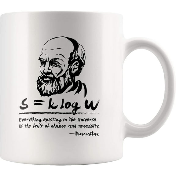 Democritus and Entopy Science Teacher Student Greek Philosopher Mug Geek Ancient Athens - 11 oz Ceramic Coffee Cup - White