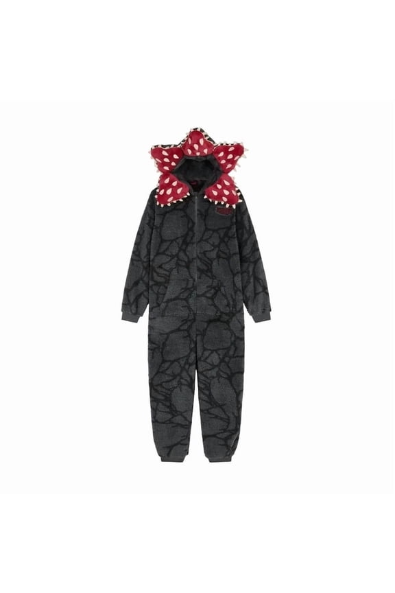 Demogorgon Costume Hooded Jumpsuit Long Sleeve Pajama Onesie Loungewear Fuzzy Fall Winter Warm Thermal