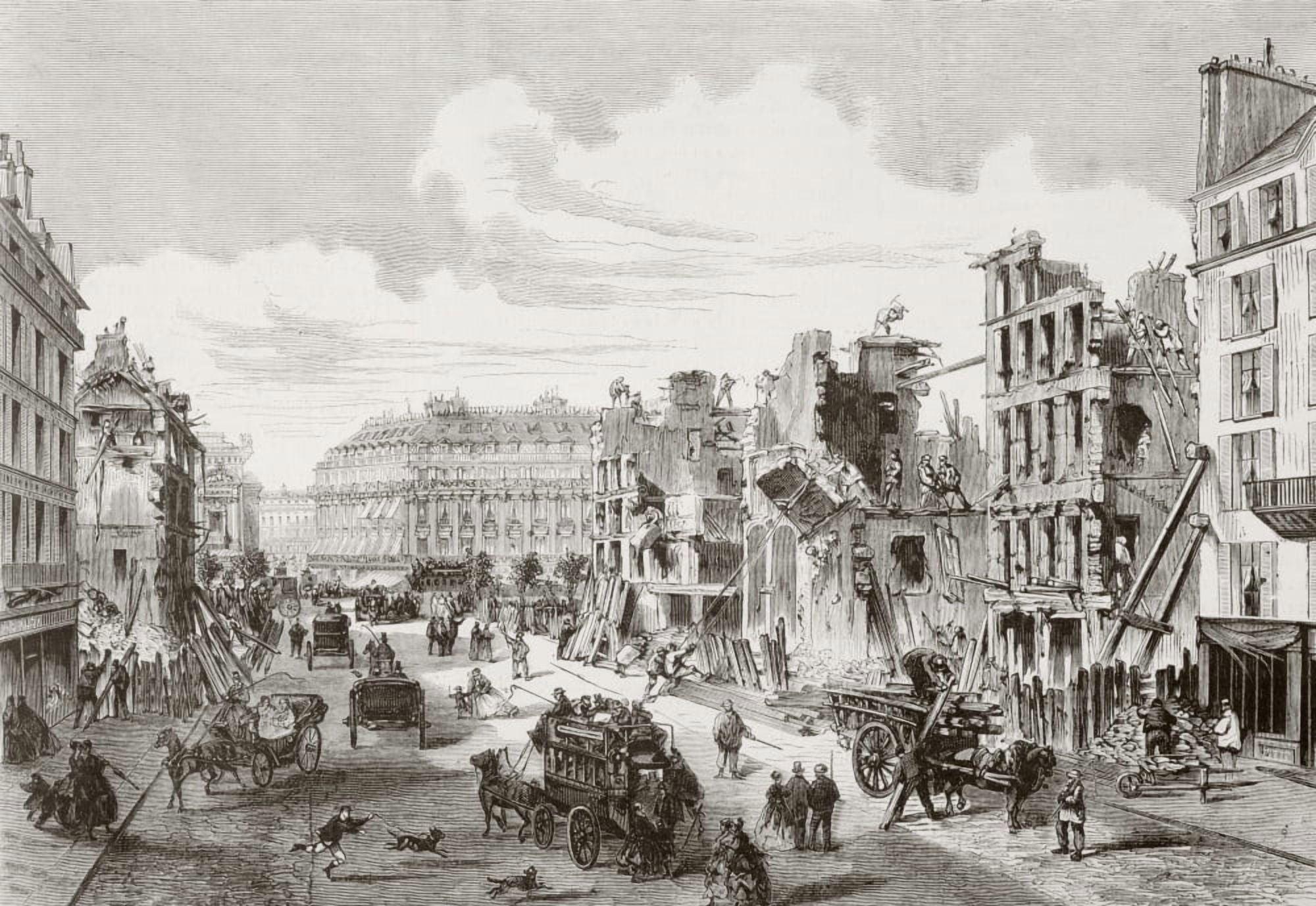 Demolition Of Buildings In The Rue De La Paix For The Opening Of The Rue Reaumur Paris France In 1868 From Lunivers Illustre Published In Paris In 1868 Canvas Art - Ken Welsh Design Pics (34 x 24)