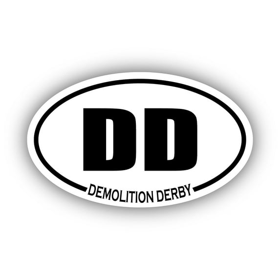 Demolition Derby DD Oval Bumper Sticker 3M Vinyl Decal 3 in x 5 in