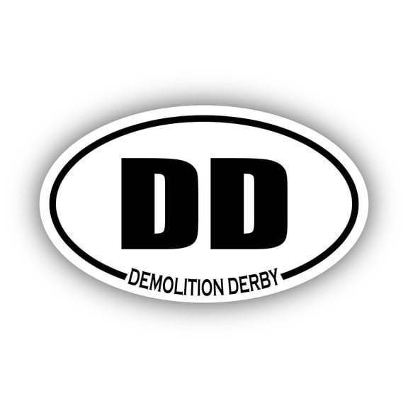 Demolition Derby DD Oval Bumper Sticker 3M Vinyl Decal 3 in x 5 in