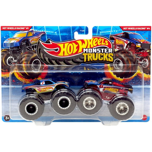 Demolition Doubles Hot Wheels Racing #1 vs Hot Wheels Racing #4 Diecast Car 2-Pack