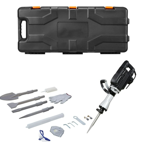 Demolition Jack Hammer, 2800 W Powerful Electric Jackhammer, 1200 BPM Concrete Breaker with 3 Chisels, a Clay Spade, Carrying Case, Gloves, for Concrete, Wall, Brick, Tile and Foundation