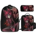 thumbnail image 1 of Demon Alastor Hazbin Hotel Backpack With Lunch Bag Pencil Case Set Schoolbag Laptop Backpack Lunch Box Pen Bag 3 Pieces Set, 1 of 9