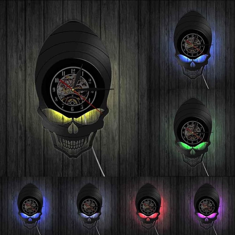 Demon Alien Skull Retro Clock Watch Goth Scary Wide Cheekbones