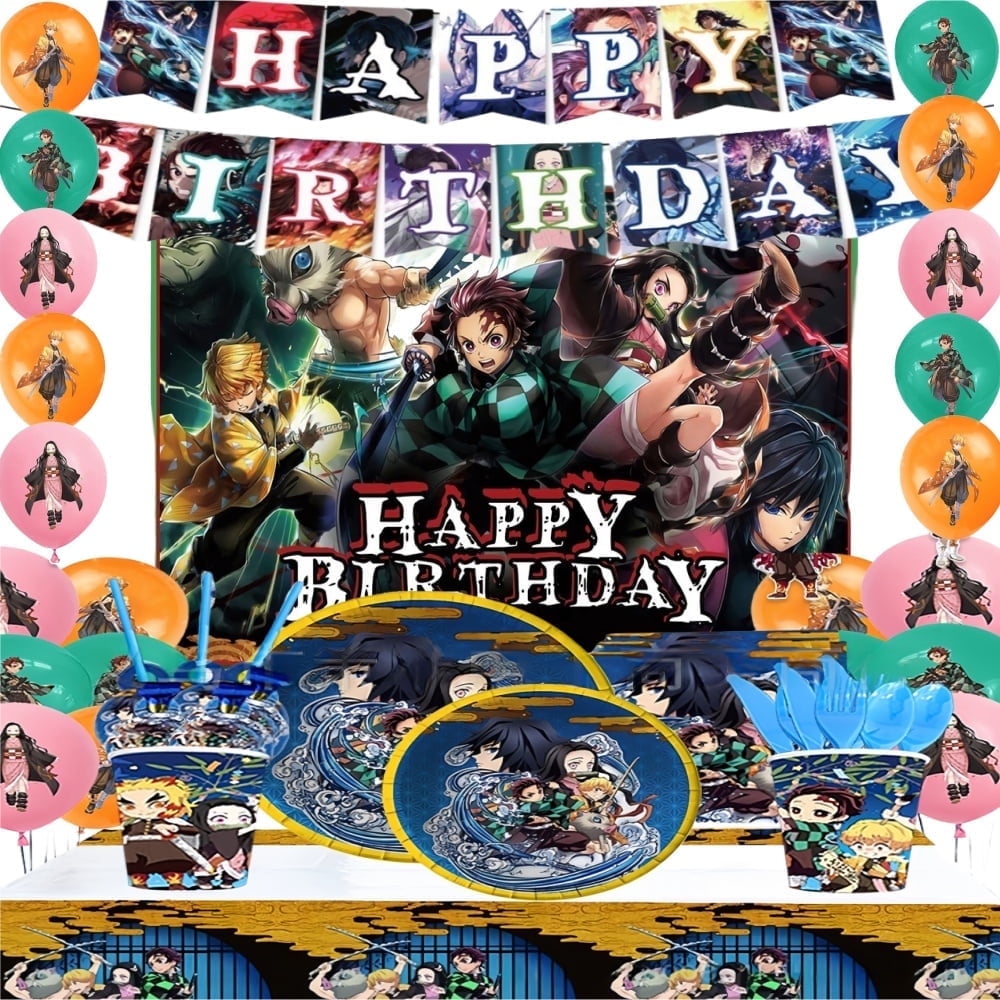 Demon Anime Slayer Theme Party Decorations Tableware Set , 125PCS Anime ...