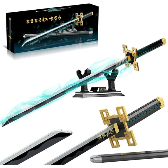 Demon Anime Sword Building Block Set, 40 in Sword Model Set with Scabbard and Stand, Cosplay Anime Katana Sword Building Blocks(771 PCS)