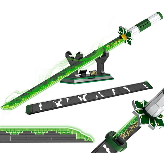 Demon Anime Sword Building Set, 39in Sanemi Sword Building Block with Scabbard and Stand, Anime Katana Sword Set, Collectible Gifts Toys for Adults Kids 8+ (710 PCS)