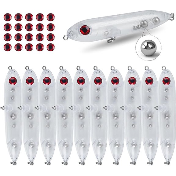 Demon Dragon Catfish Floats Catfishing Rattling Line Float Lure for Catfishing Spook Rattle/Float Peg Floats for Santee Rig Catfish Rig Fishing 10 Pack Clear Unpainted Blank