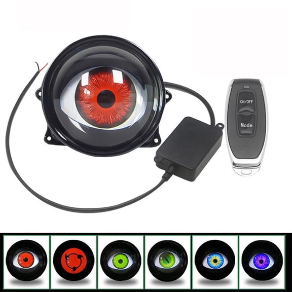 Demon Eye Headlights for Cars and Motorcycles, 1PC LED Dynamic Devil Eyes Light with HD Lens, 6 Animated Eye Patterns, Universal 12-36V Eyeball Lights for Headlight or Fog Light