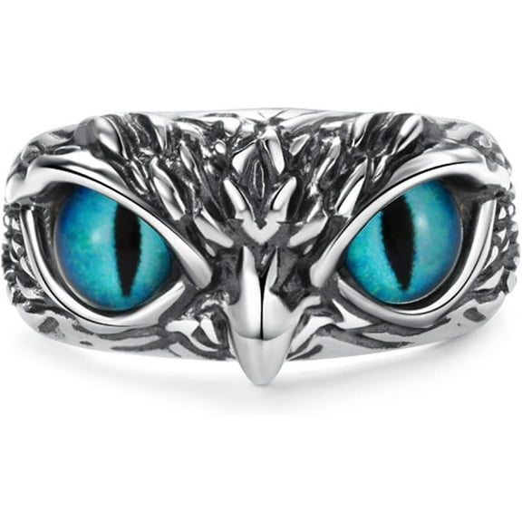 Demon Eye Owl Ring Retro Open Ring Adjustable Personalized Gothic Men's Animal Lucky Vintage Jewelry