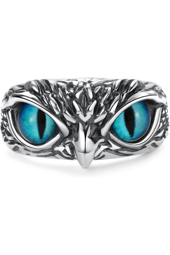 Demon Eye Owl Ring Retro Open Ring Adjustable Personalized Gothic Men's Animal Lucky Vintage Jewelry