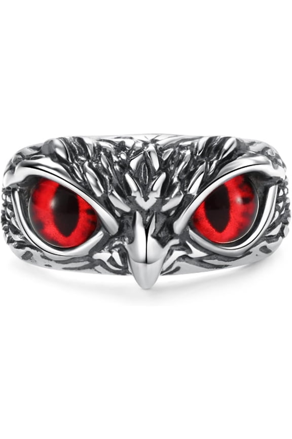 Demon Eye Owl Ring Retro Open Ring Adjustable Personalized Gothic Men's Animal Lucky Vintage Jewelry