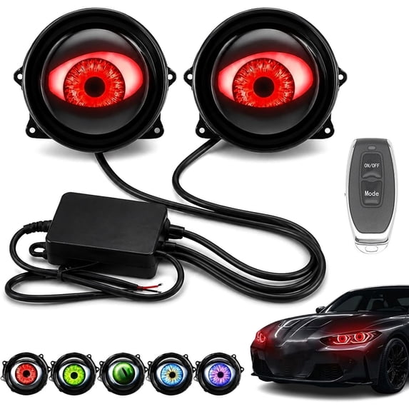 Demon Eyes Survival Kit, Dynamic Devil Eyes Car Headlight，6 Modes-2Pcs ...