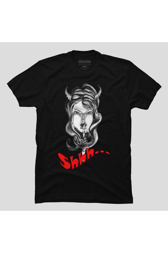Demon Girl Say Shhh Gothic Dark Anime Fantasy Art K10027 Unisex T-Shirt – Extended Sizes Up to 5XL