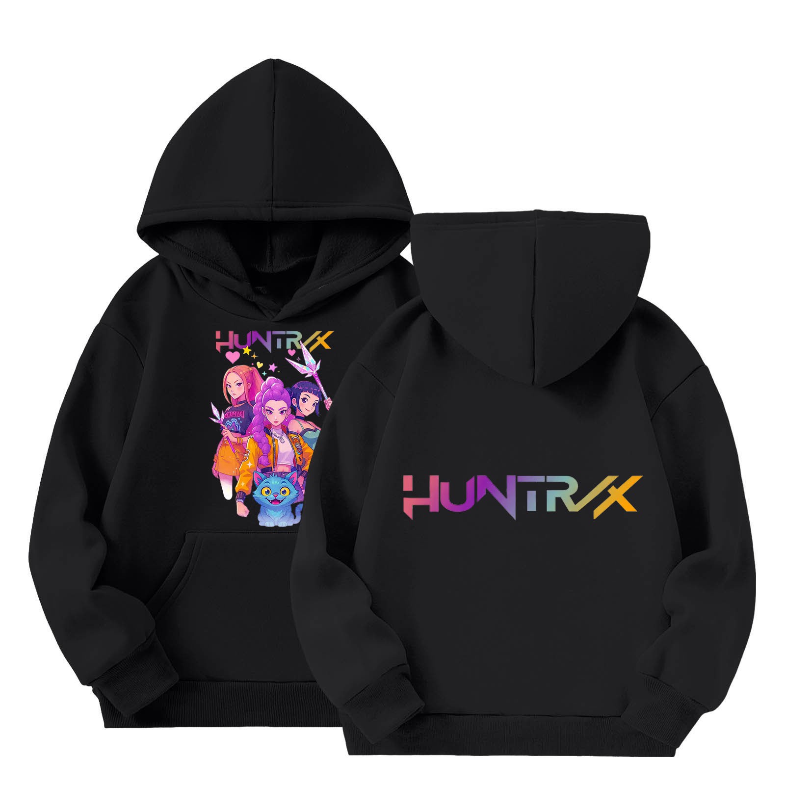 Sweatshirt KPop Demon Hunters Anime Huntrix Huntr/X - Licence Officielle, Coupe Classique, 241g