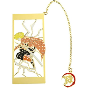 Demon Kamado Bookmark Page Mark, Anime Tanjiron Zenitsu Giyuu Kyoujurou Figure Reading Tool, Stationery Gifts for Reading Lovers Bookworm (Agatsuma Zenitsu)