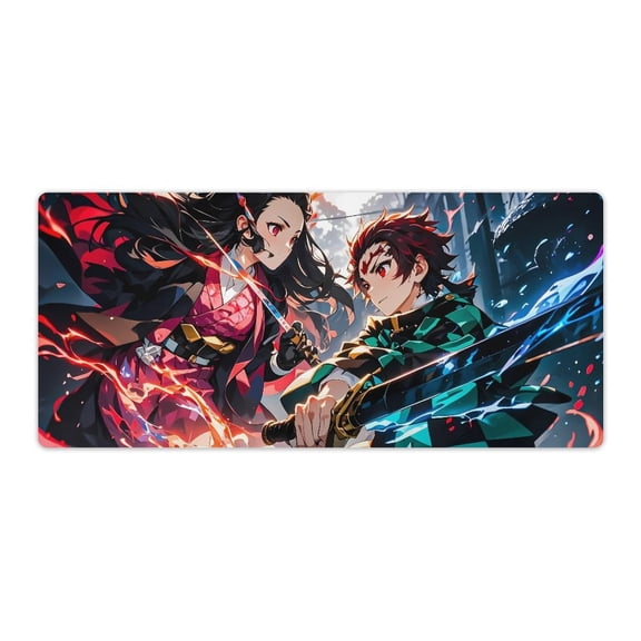 Demon Mouse Pad Slayer Anime Large Mouse Mat 900x400x3mm Non-slip Rubber Bottom Gaming Keyboard Mat, 3D Printed Full Desk Mouse Keyboard Pad
