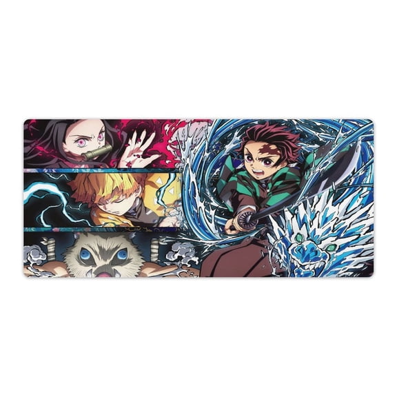 Demon Mouse Pad Slayer Anime Large Mouse Mat 900x400x3mm Non-slip Rubber Bottom Gaming Keyboard Mat, 3D Printed Full Desk Mouse Keyboard Pad