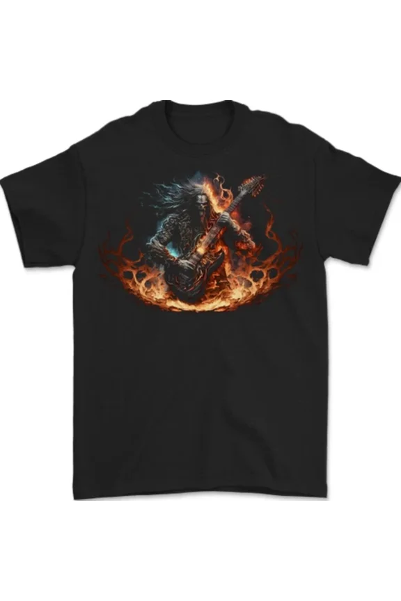 Demon Rocker Rock N Roll Heavy Metal Guitar Skull Mens Womens S-5XL T-Shirt