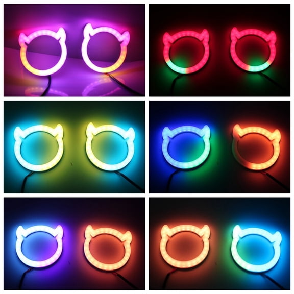 Demon Shaped LED SRGB Dynamic Angel Eyes Turn Signals Light Bluetooth Headlight