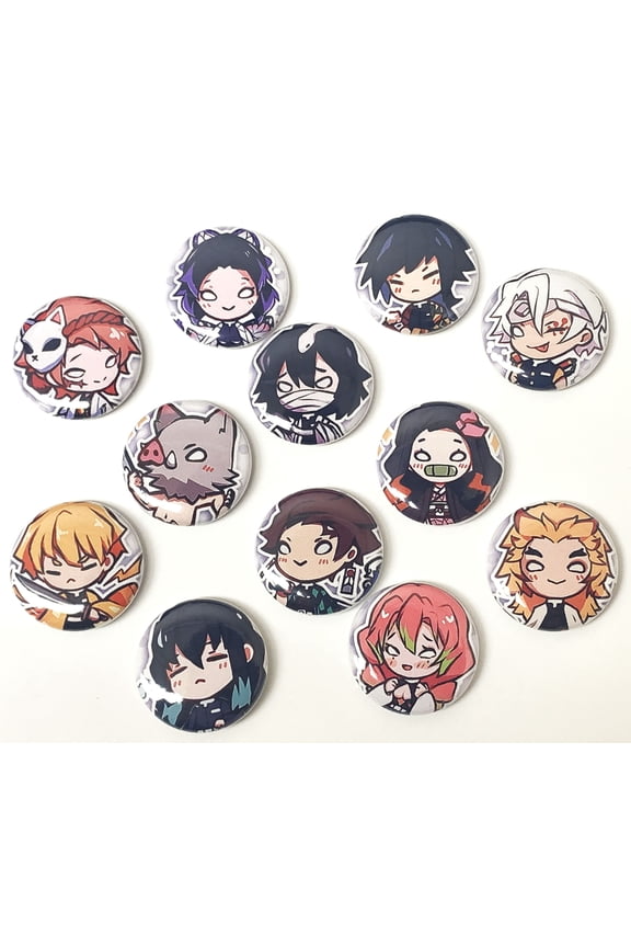 Demon Slayer 12 Piece Button Set - 1 Inch Lock Pin - Anime