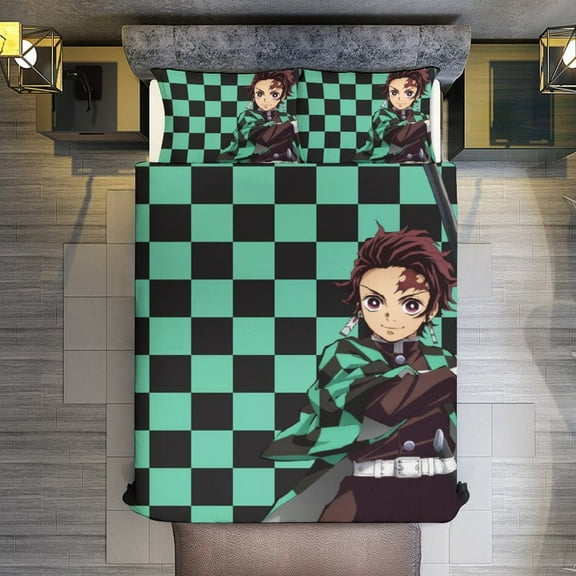 Demon Slayer 3-Piece Bedding Comforter Set Bed Cover Set Soft Warm Bedding for Bedroom, Home, Hotel 86"x70"