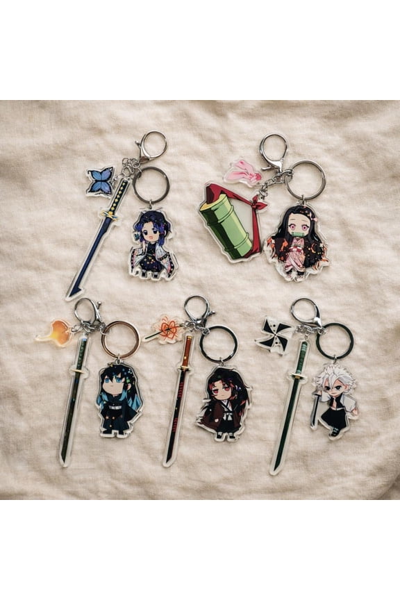 Demon Slayer Acrylic Keychain, Anime Sword Keyring, Bag Charm Gift (1 keychain)