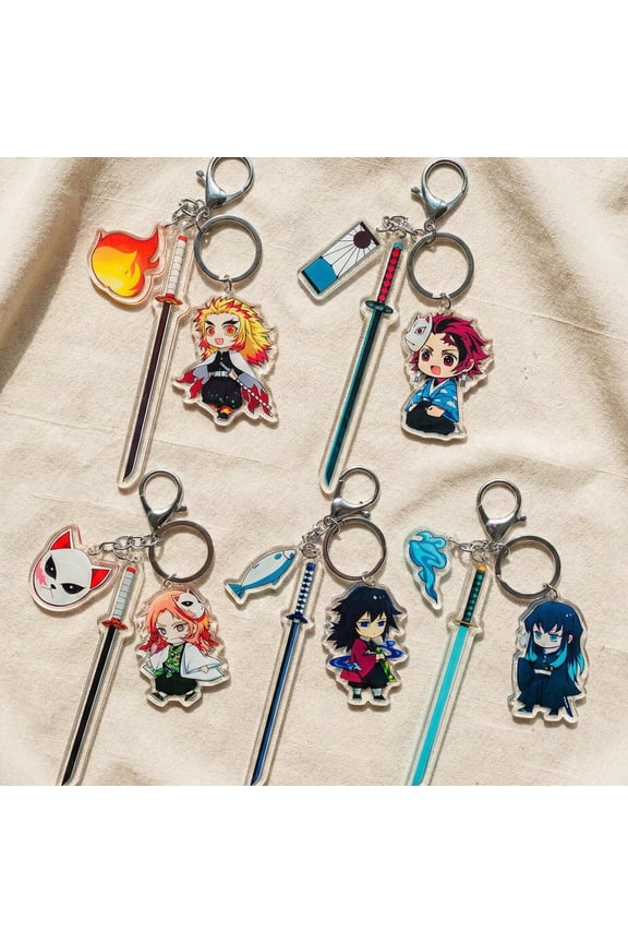 Demon Slayer Acrylic Keychain, Anime Sword Keyring, Kimetsu no Yaiba Bag Charm (1 keychain)