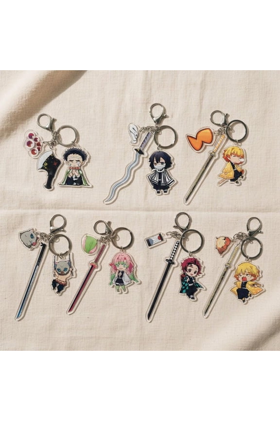 Demon Slayer Acrylic Keychain, Anime Sword Keyring, Kimetsu no Yaiba Charm (1 keychain)
