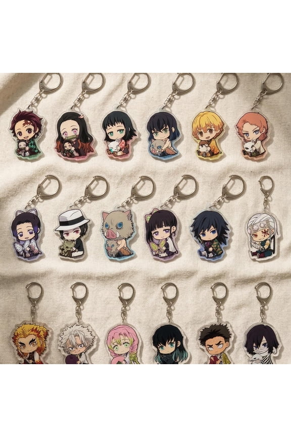 Demon Slayer Acrylic Keychain, Chibi Anime Keyring, Bag Charm (1 keychain)