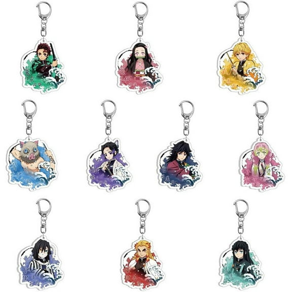 Demon Slayer Acrylic Keychains,Anime Character Key Ring Set for Fans