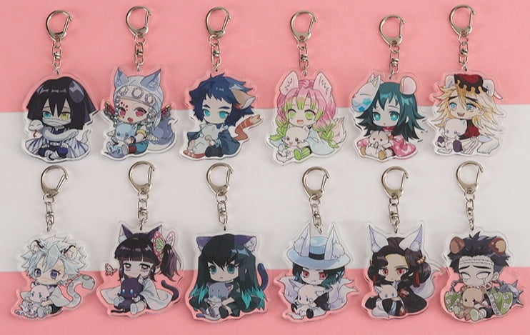 Demon Slayer Acrylic Keychains,Anime Character Key Ring Set for Fans ...