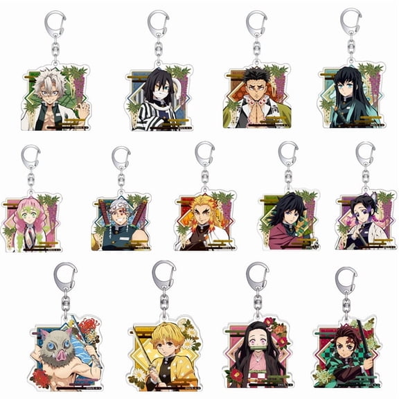 Demon Slayer Acrylic Keychains,Anime Character Key Ring Set for Fans