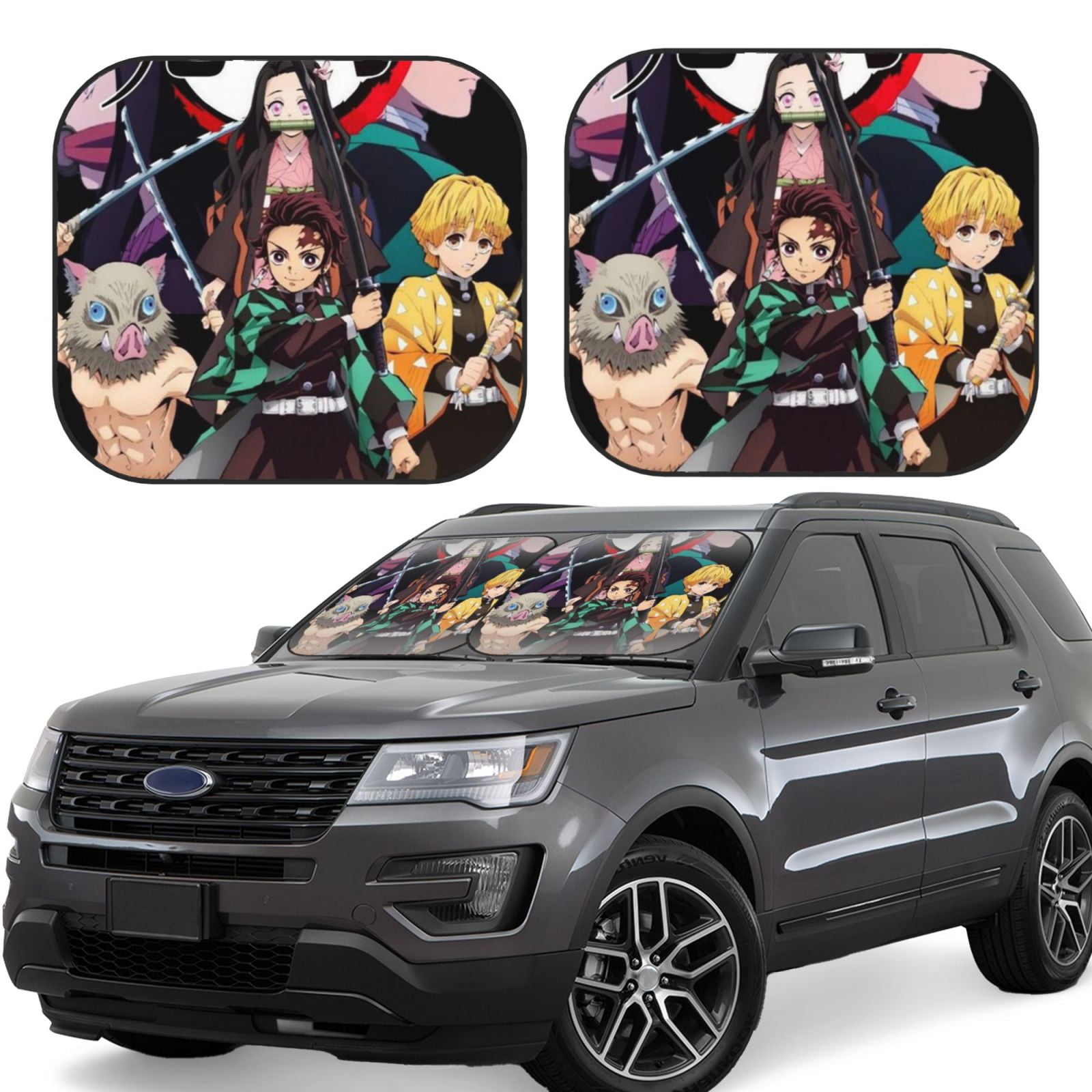 Demon Slayer Anime Windshield Sun Shades Foldable Automotive Car Front Window Sunshade UV Rays Sun Visor Protector Sunshade Accessories