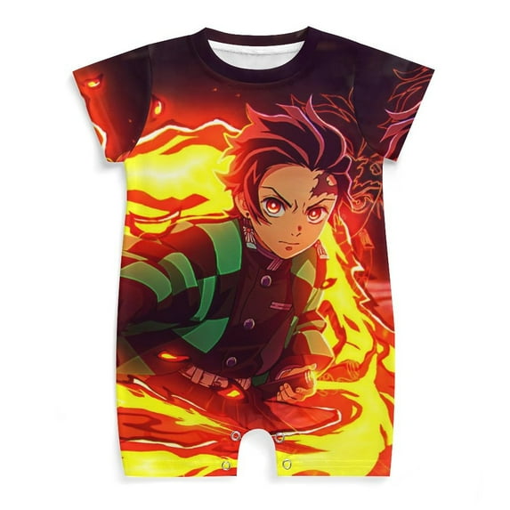 Demon Slayer Baby Romper Short Sleeve Bodysuits Soft Rompers Summer Clothes One-Piece Jumpsuits Outfits 6-9M