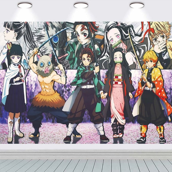 Demon Slayer Backdrop Party Supplies Taspestry Background Banner Birthday Wall Decor Post Lover