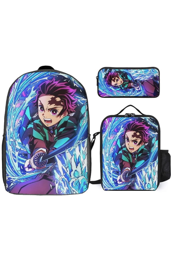 Demon Slayer Backpack 3 Piece Set Travel Daypack Combination, Back to School Gifts