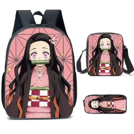 Demon Slayer Backpack Print Bag Large Capacity Comfortable Unisex Pencil Case Crossbody
