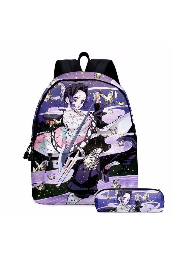 Demon Slayer Backpack Set,Lightweight Durable Polyester Backpacks with Anime Design