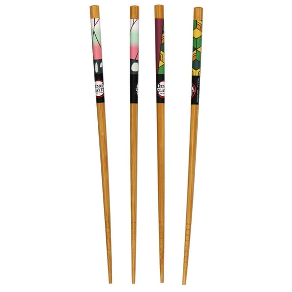 Demon Slayer Bamboo 2 Pairs Collectible Anime Chopsticks 8.85 Inches Long Gift Set