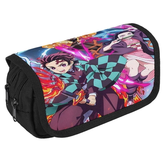 Demon Slayer Big Capacity Pencil Case, Large Capacity Aesthetic Pencil Pouch Stationery Organizer Pen Case with Zipper, Pencil Case for Office Supplies