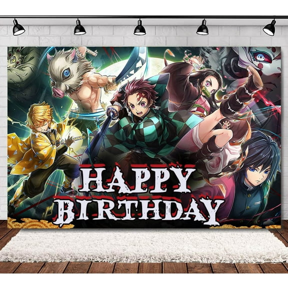 Demon Slayer Birthday Background Decoration, 6040 Inch Tanjiro Background Cloth Suitable for Children's Birthday Party Decoration, Demon Slayer Photo Background