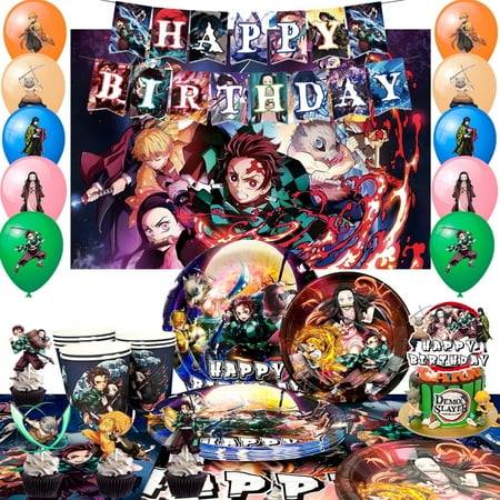 Demon Slayer Birthday Decorations,Demon Slayer Party Decorations&Tableware Set